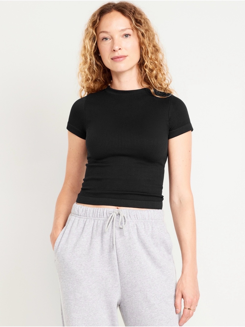 Grey Ribbed Crop Top - Picture 4 of 4
